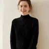 Suéter de cashmere de cinco agulhas, três fios, espessado, gola semimangata, novo outono e inverno 2026, feminino, caimento solto, afina a silhueta, suéter trançado