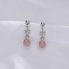Brincos de Cristal de Morango Rosa Personalidade Gentil Brincos de Pedra Fantasma Verde Temperamento Doce Super Fada Brincos de Jade Hetian Cravejados de Diamantes