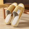 Verão 2023 novas pantufas de linho atacado masculinas para casa interior casa antiderrapante quatro estações pantufas de algodão e linho femininas silenciosas