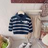 Trajes de Primavera y Otoño para Niños 2025 Nuevo Casual Ropa Infantil de Otoño Camisas Polo Rayadas Conjunto de Dos Piezas Ropa de Bebé de Moda