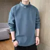 Camiseta base térmica de cuello medio alto para hombre para otoño e invierno, Sudadera térmica estilo Harajuku, capa interior cálida y engrosada, ropa térmica para hombre