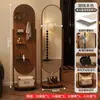 Espejo de tocador estilo chino espejo de cuerpo entero giratorio móvil espejo de pie panel perforado para dormitorio del hogar espejo de prueba grande integrado