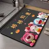Alfombrilla de suelo de barro de diatomeas con diseño de oso fresa de dibujos animados, alfombrilla absorbente para baño, alfombrilla de secado rápido para pies, alfombrilla antideslizante para ducha, puerta de baño