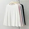 Camiseta de manga larga de moda estilo coreano con borde crudo, talla grande 100 kg, nueva para principios de otoño, capa base casual para mujer 1022