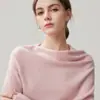 Colección otoño-invierno 2026 para mujer: Suéter de cachemira de un solo pecho, de un hombro, asimétrico, de manga larga, con un estilo dulce y encantador