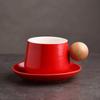 Juego de taza y platillo de café de cerámica de estilo nórdico, taza de regalo de alto valor de color