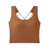 Camisola corta con espalda cruzada para mujer con almohadilla para el pecho, prenda interior antiexposición y prenda exterior que cubre el pecho.