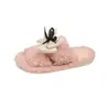 Pantuflas peludas para mujer, para usar en exteriores, con lazo, suela plana, estilo nuevo, pantuflas de algodón, 2026, a la moda, alta calidad, otoño/invierno, versátiles