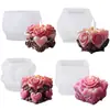 Regalo del Día de San Valentín vela perfumada de rosa cuadrada molde de silicona molde para adorno de flor transfronterizo
