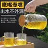 Tetera de vidrio martillado estilo japonés, resistente a altas temperaturas, tetera de gran capacidad para té frío, tetera floral para uso doméstico para infusión en frío
