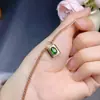 Pulsera Elegante de Plata de Ley S925 Chapada en Oro con Cierre Incrustada con Gema Pulsera de Mujer de Gama Alta Diopsita Natural