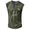 Chaleco casual de hombre de talla grande con placket de siete botones, código europeo transfronterizo, estampado digital 3D de letras, cuello V sin cuello para hombre