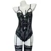 Lencería Puramente Sexy, Conjunto Atrevido de una Pieza con Encaje Transparente para Mujer, Uniforme Strapless Hueco 8562