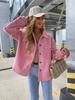 Amazon Europeo y Americano nueva moda color sólido botonadura sencilla abrigo de lana abrigo casual