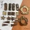 Café Escuro Natural Casca de Coco Peças Triangulares Dente de Cachorro Peças Quadradas Flores Feitas à Mão Peça de Botão Colar Acessórios para Joias DIY
