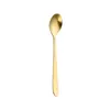 Cuchara de café de acero inoxidable postre miel mango largo para remover fija cuchara con logo redondo chapado en oro cuchara para condimentos regalo