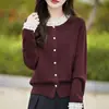 Cárdigan de lana fina con cuello de pétalos engrosado, suave y amigable con la piel, proporciona calor continuo, abrigo corto versátil y adelgazante para otoño e invierno