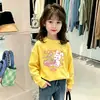 Nueva Camiseta de Algodón Puro con Cuello Redondo para Niñas 2026, Camiseta de Manga Larga de Dibujos Animados a la Moda para Primavera y Otoño