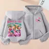 Sudadera con capucha de cremallera de moda holgada para niños y niñas, estampado de dibujos animados de K-Pop, para primavera y otoño, chaqueta sudadera casual transfronteriza