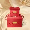 Caixa de Presente Redonda de Mão, Caixa de Doces de Casamento, Caixa Quadrada, Caixa de Presente para Madrinha, Caixa Vazia de Presente com Bolinhas Francesas para o Dia dos Namorados