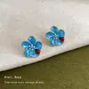 Brincos Florais Frescos e Doces Estilo Floresta com Design Criativo Único, Tarraxas de Joaninha Pequenas, Brincos de Gota de Óleo com Temperamento Vintage