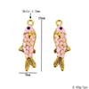 Carpa Acero Inoxidable Colgante de Joyería DIY Chapado en Oro de 18K Conservación del Color Moda Esmalte Gota de Aceite Pez Tridimensional Colgante