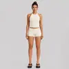 Conjunto de ropa deportiva transfronterizo: Conjunto de top deportivo de tirantes halter y pantalones para entrenamiento de running, Pilates y yoga para mujer