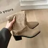 Botas altas de mujer con tacón grueso y punta fina, nueva colección otoño/invierno 2026, botas de cowboy estilo western, botas de montar de tacón alto