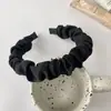 Faixa de Cabelo Preta com Elástico Estilo Coreano Acessório de Cabelo Faixa de Cabelo Satinada com Pregas Francesas Lavar o Rosto Acessório de Cabelo Alto Venda por Atacado
