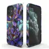 Funda protectora de doble capa para iPhone 16 con estampado de flor de loto de vidrio morado vintage, la más vendida en Shopee, funda de teléfono de cobertura total para 17pm