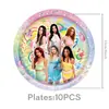 Decoração de festa de aniversário para fãs com tema do novo grupo feminino katseye da Amazon: pratos de papel, banners e bandeiras