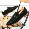 Zapatos de Vestir Grandes Transfronterizos, Zapatos de Cuero Transpirables Perforados Slip-On, Zapatos de Cuero Formales Británicos Perezosos para Hombre