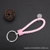 Chaveiro Personalizado de Corda de Couro Preto Argola de Chaveiro de Corda Trançada Argola de Metal Corda para Chave de Carro de Couro Pequenos Presentes para Homens e Mulheres