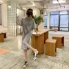 Estilo Coreano Verano Holgado Talla Grande Ropa para Mujer Camiseta Perezosa Vestido Largo Hasta la Rodilla Diseño para Mujer Sentido Casual Estilo Occidental Vestido de Moda