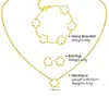 Sencillo Elegante Juego de Joyería de Flor de Cinco Pétalos Trébol de Cuatro Hojas Acero Titanio Láser Flor de Ciruelo Moda Combinable Joyería de Moda para Internet