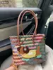 Bolso de Mano Retro Tejido a Rayas de Dachshund para Mujer, Estilo Nuevo de Verano, Bolso Tote de Ratán tipo Cesta de Frutas para el Viaje Diario