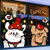 Pegatinas decorativas de vidrio para puertas de Navidad, nuevos diseños de perros de dibujos animados electrostáticos, para crear una atmósfera festiva en centros comerciales y tiendas