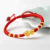 Pulsera valiente de latón chapado en oro joyería de oro de imitación este año de vida regalo de pareja pulsera de cuerda roja con cuentas de oro tejida a mano