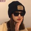 Chapéu Moderno Vintage Patch Par Chapéu de Lã Feminino Outono e Inverno Cabeça Grande Quente Estilo Coreano ins Proteção para Orelhas Chapéu de Tricô