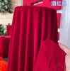 Tela de Fondo Red Velvet Tela de Terciopelo Borgoña Dorado Tela para Alfombra de Boda Mantel para Mesa de Conferencias Fondo Fotografía