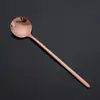 Colher de Aço Inoxidável 304, Colher de Café Simples e Elegante, Colher Pequena Redonda Dourada, Colher para Mexer Sobremesa e Mel