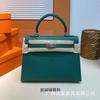 Atacado de Fabricante Transfronteiriço Bolsa Feminina 2023 Nova Estampa de Palmeira Couro Genuíno Bolsa Kelly Satchel Ombro Transversal Bolsa Feminina Grande Capacidade