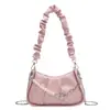 Nova Bolsa de Ombro de Primavera Feminina Fresca Doce Moda Simples Bolsa Transversal Design de Nicho Plissada Líquida Bolsa Inferior
