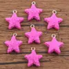 10 cores 17x 19mm Acessórios de resina DIY pingente de rosa totalmente gravado estrela de cinco pontas acessórios para joias