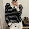 Suéter de punto para mujer con cuello de muñeca, bloques de color a rayas, nuevo para Otoño Invierno 2026, suelto, rejuvenecedor, suave, nutritivo, de manga larga
