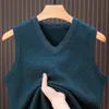 2026 Nueva Camiseta Básica Gruesa de Invierno para Hombre con Cuello en V Suéter de Punto Cálido Casual de Manga Larga para el Armario de Papá