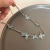 Collar Nuevo Mariposa Azul Niebla Cadena para Suéter para Mujer Cadena de Clavícula de Alta Gama Nicho de Lujo Ligero Dulce Cool Spice Cadena para el Cuello