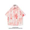 Camisa de manga corta estilo Hong Kong de verano para hombre y mujer, holgada, fina, hawaiana, con estampado floral de playa, de media manga.