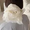 Goma para el pelo de encaje de lunares multicapa estilo francés con un ambiente elegante y relajado, Accesorio para el pelo para coleta baja