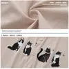 25 Camisas de Manga Corta Bordadas de Gato Estilo Retro Americano para Hombres y Mujeres Verano Pana Caídas Casuales Tendencia Hip-Hop